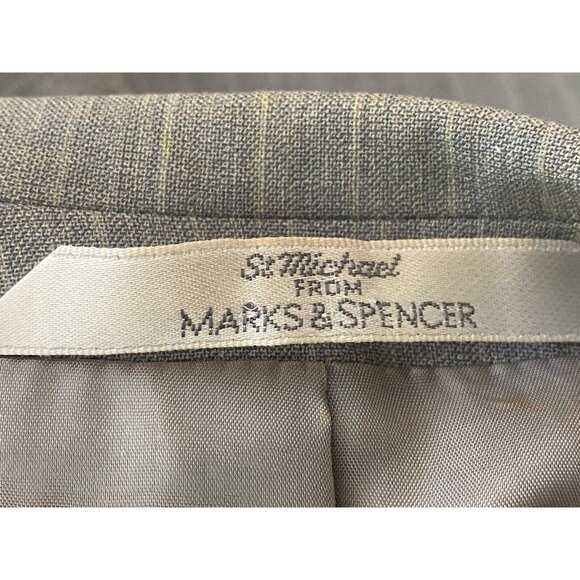 Vintage St Michael Marks Spencer 2 Piece Dress & Coat Set Gray Pinstripe Sz 16 - Picture 5 of 16